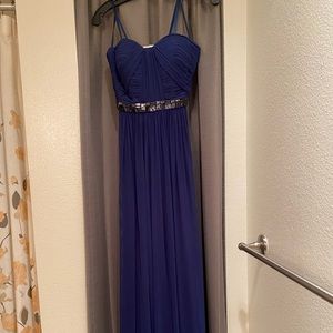 La Femme Strapless Prom Dress with Gem Detailing in Navy Size 0